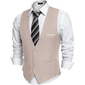 Men's Suit Vest Slim Fit Tuxedo Beige